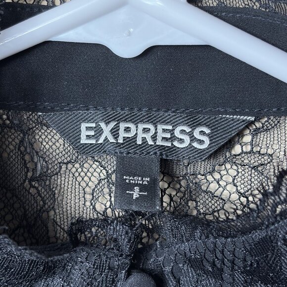 Express Sheer Black Lace Long Sleeve Top - Size Small - Picture 3 of 5